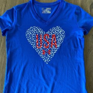 Girls Under Armor patriotic T-shirt